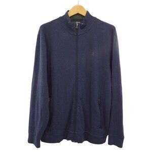 Polo Ralph Lauren Full Zip Navy Jacket XL Mock Neck Logo Sweatshirt Track Fit